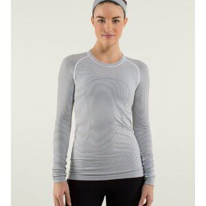 Lululemon Run: Swiftly Tech Long Sleeve *Stripe Black White Size 6